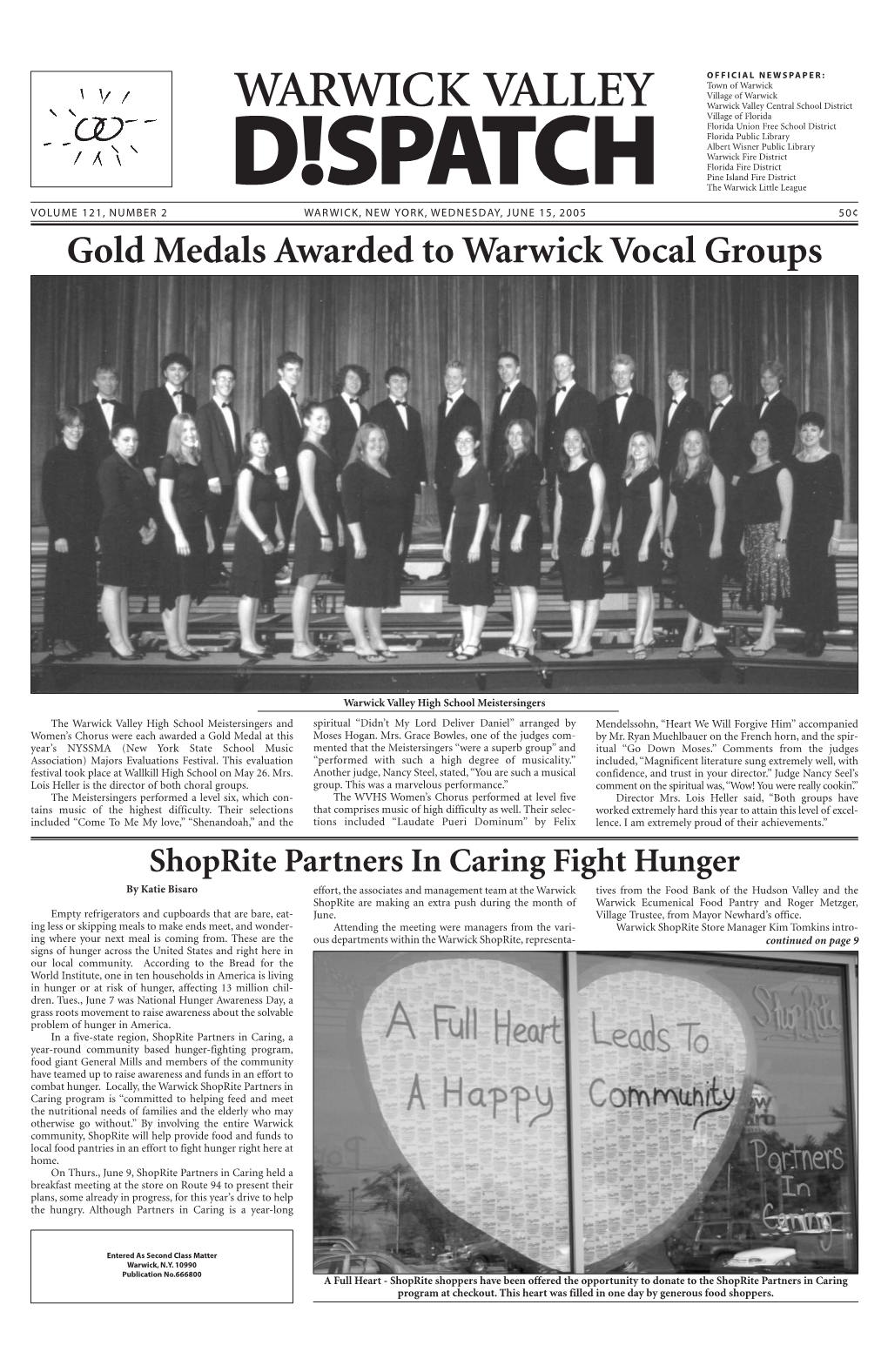 Gold Medals Awarded to Warwick Vocal Groups
