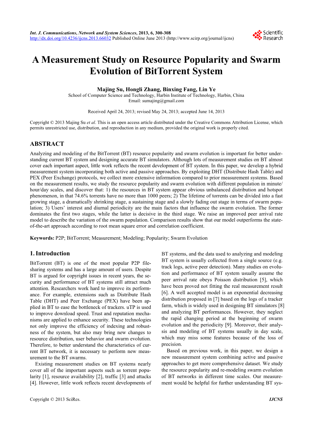 A Measurement Study on Resource Popularity and Swarm Evolution of Bittorrent System