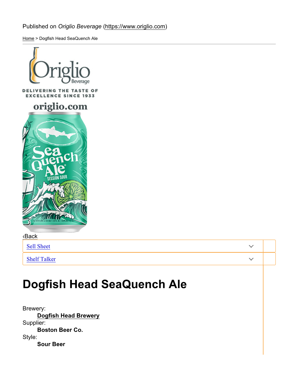 Dogfish Head Seaquench Ale