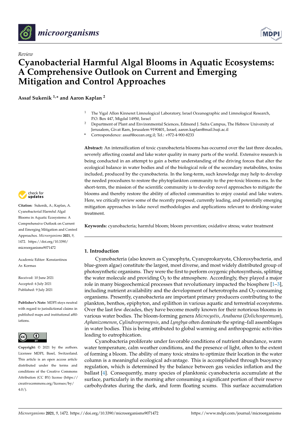 Cyanobacterial Harmful Algal Blooms in Aquatic Ecosystems: a Comprehensive Outlook on Current and Emerging Mitigation and Control Approaches