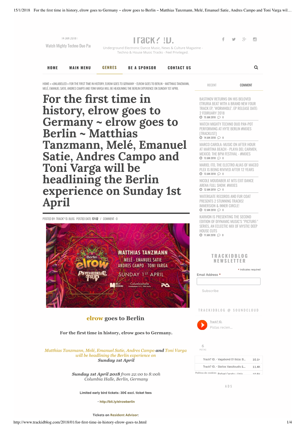 Track? !D. for the Rst Time in History, Elrow Goes to Germany ~ Elrow