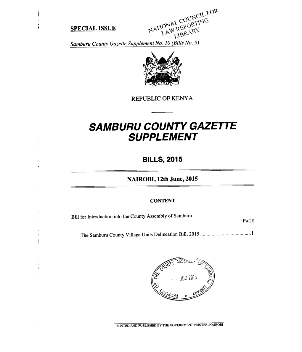 Samburu County Gazette Supplement No