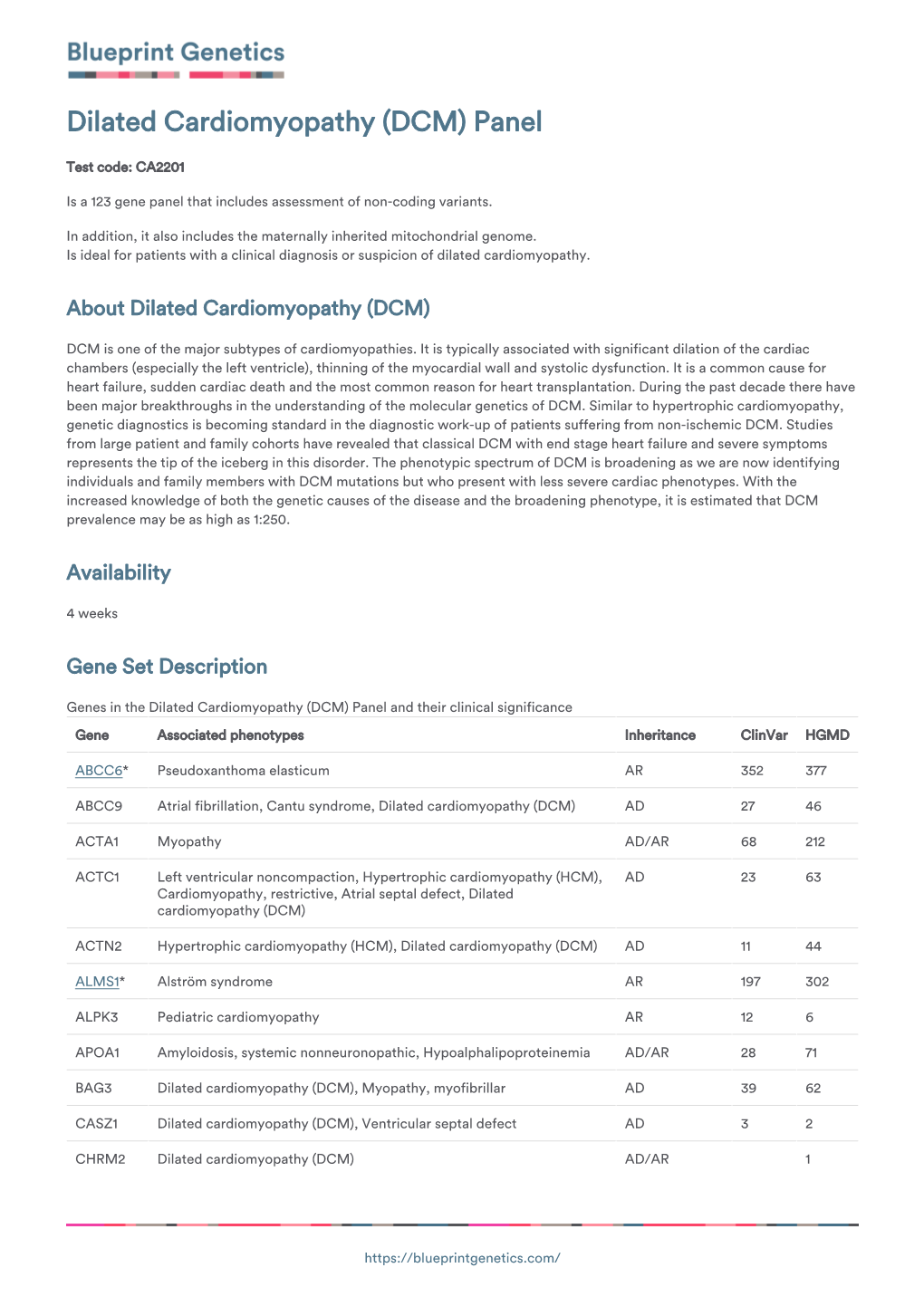 Blueprint Genetics Dilated Cardiomyopathy (DCM) Panel