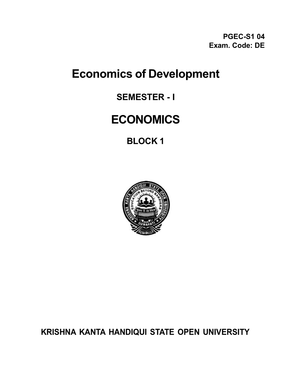 Economics of Development ECONOMICS