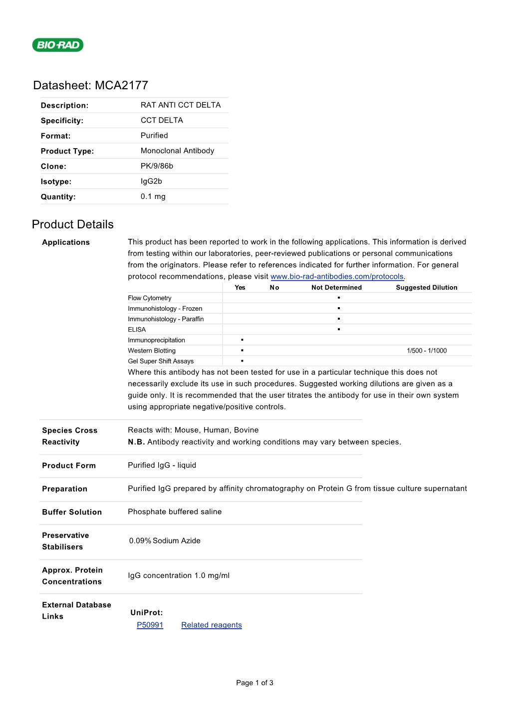 Datasheet: MCA2177 Product Details