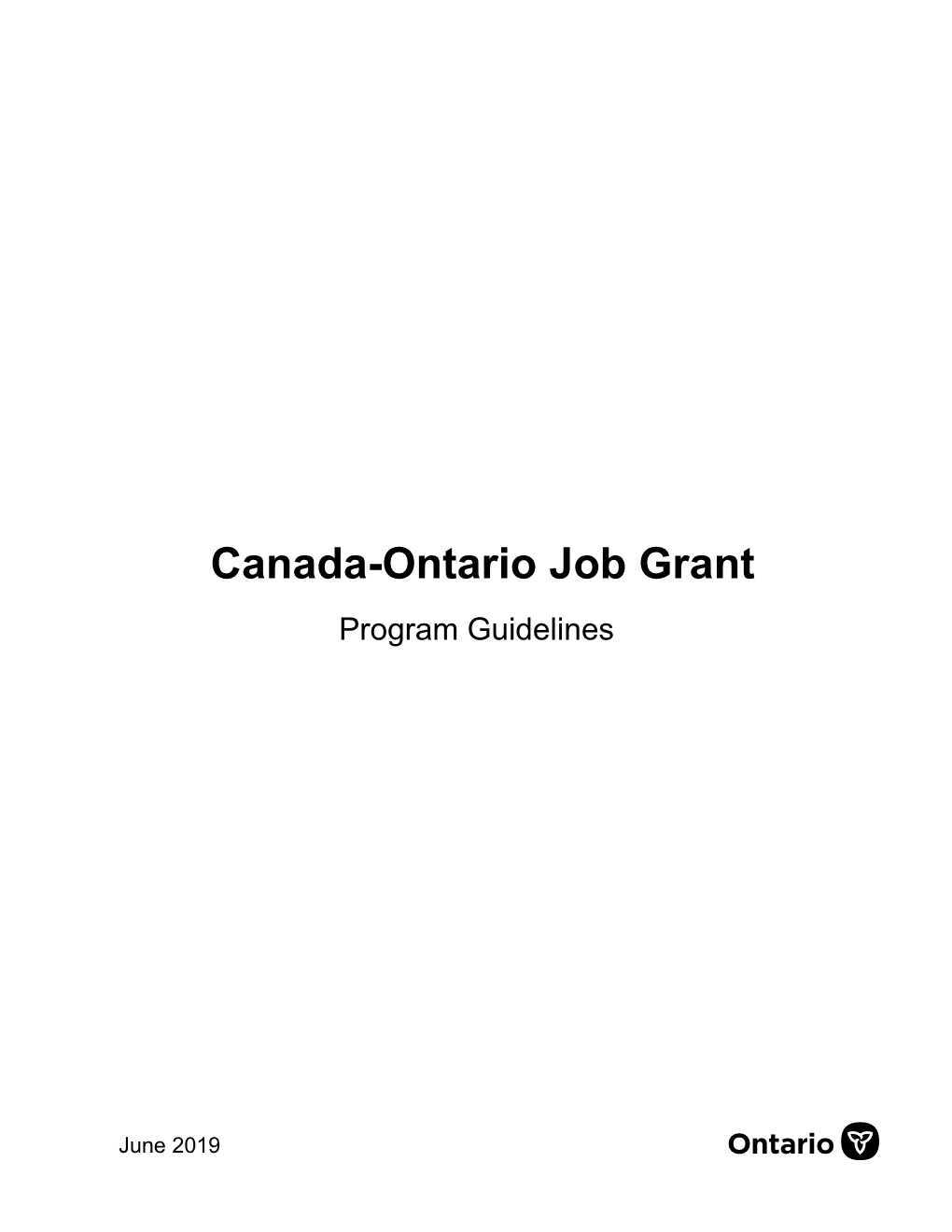 Canada-Ontario Job Grant Program Guidelines