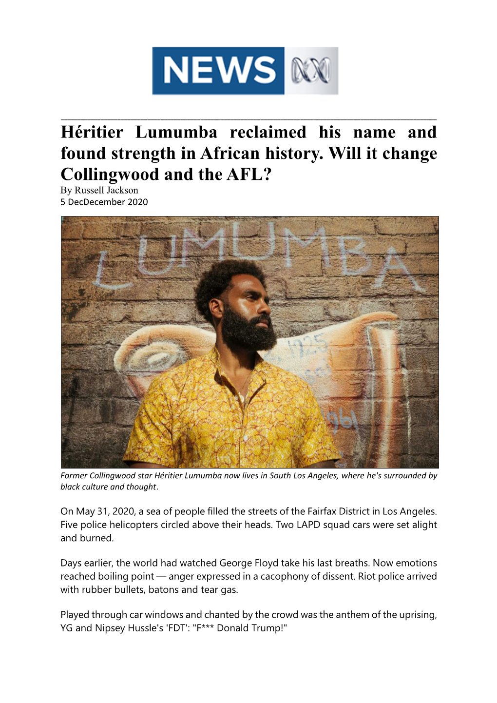 Héritier Lumumba Reclaimed His Name and Found Strength in African History