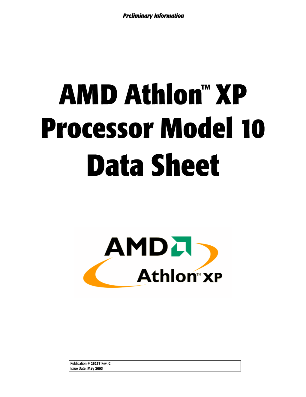 AMD Athlon XP Processor Model 10 Data Sheet