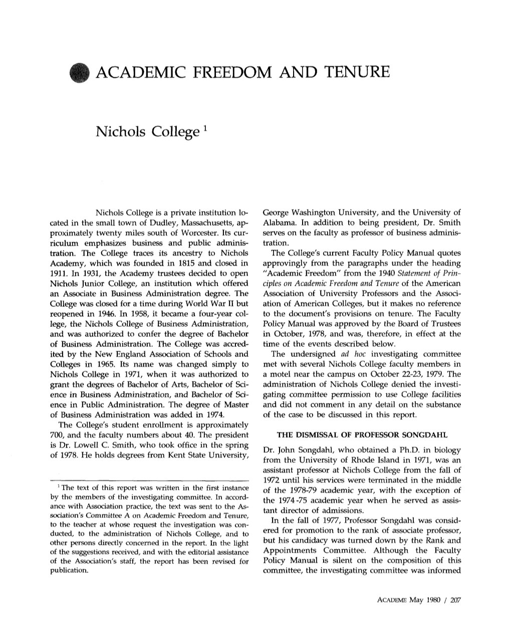 Academic Freedom and Tenure