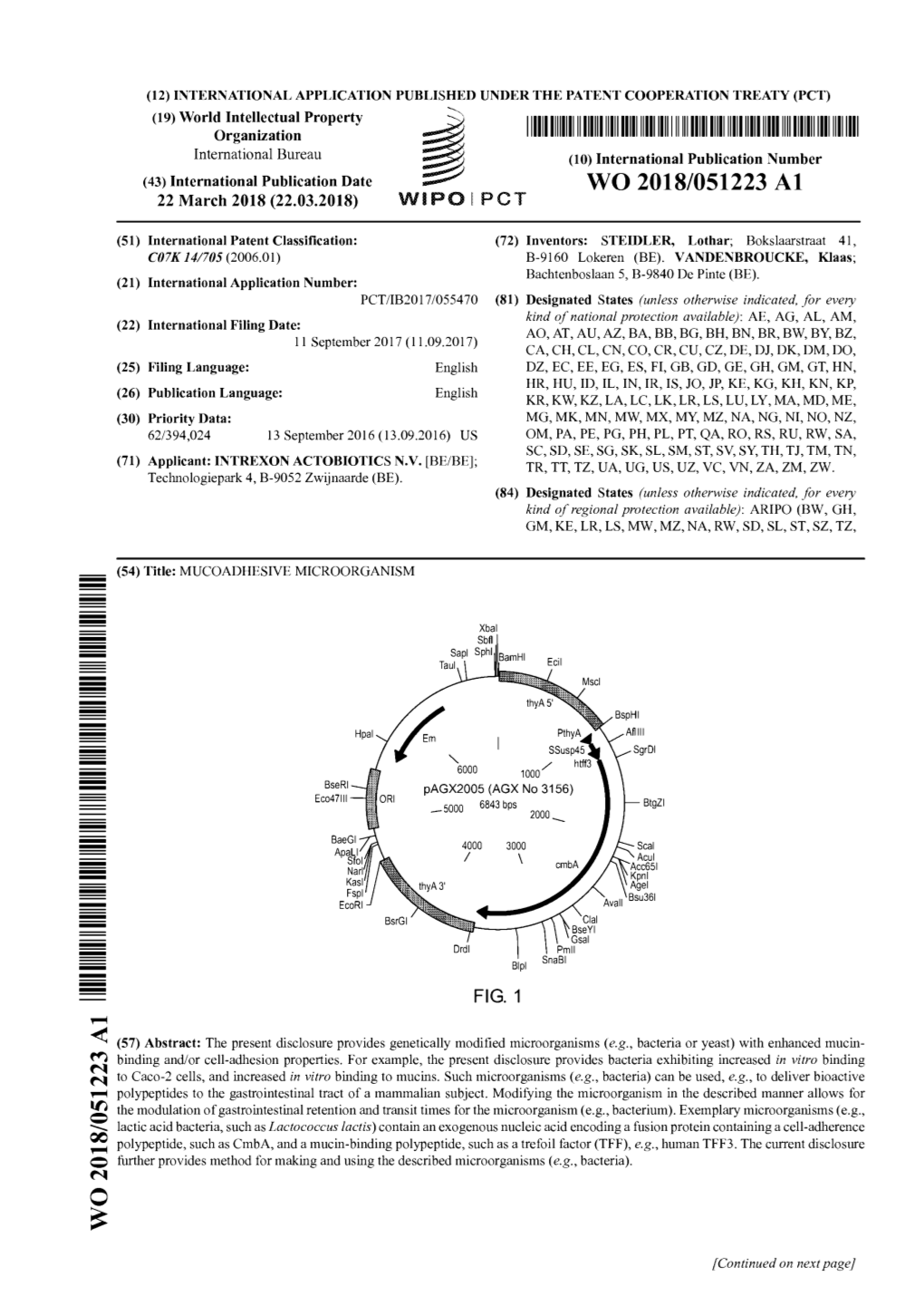 WO 2018/051223 Al 22 March 2018 (22.03.2018) WIPO I PCT