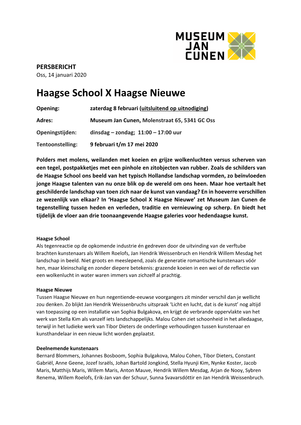 PB Haagse School X Haagse Nieuwe MJC 14012020