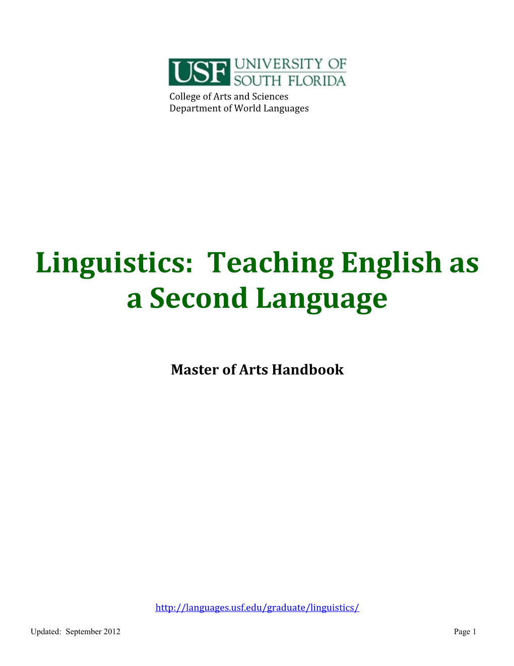 Linguistics: Teaching English As a Second Language