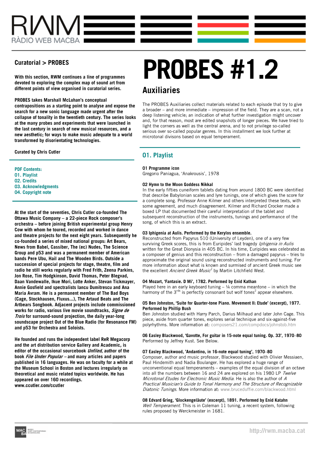 PROBES #1.2 Devoted to Exploring the Complex Map of Sound Art from Different Points of View Organised in Curatorial Series