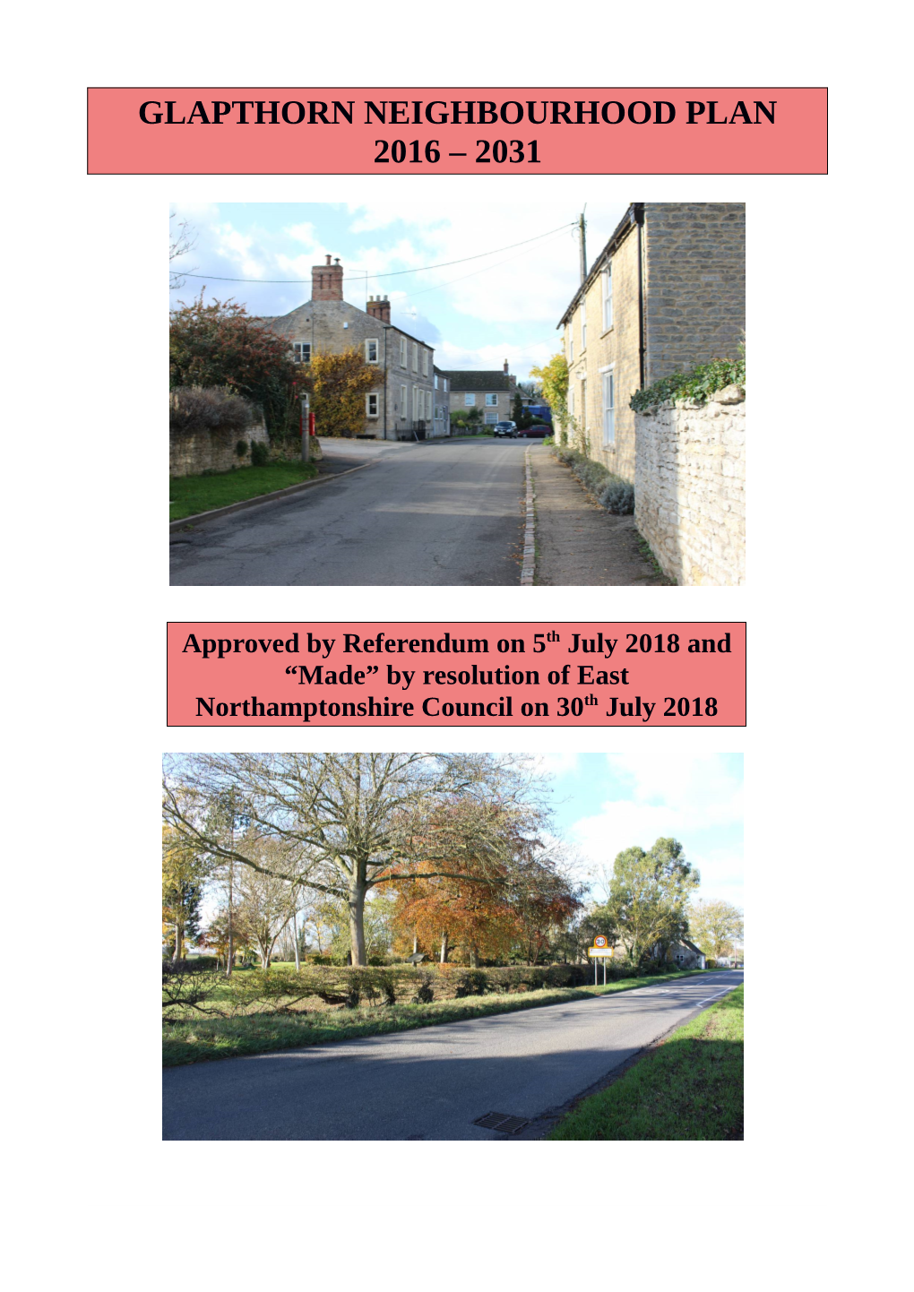 Glapthorn Neighbourhood Plan 2016 – 2031