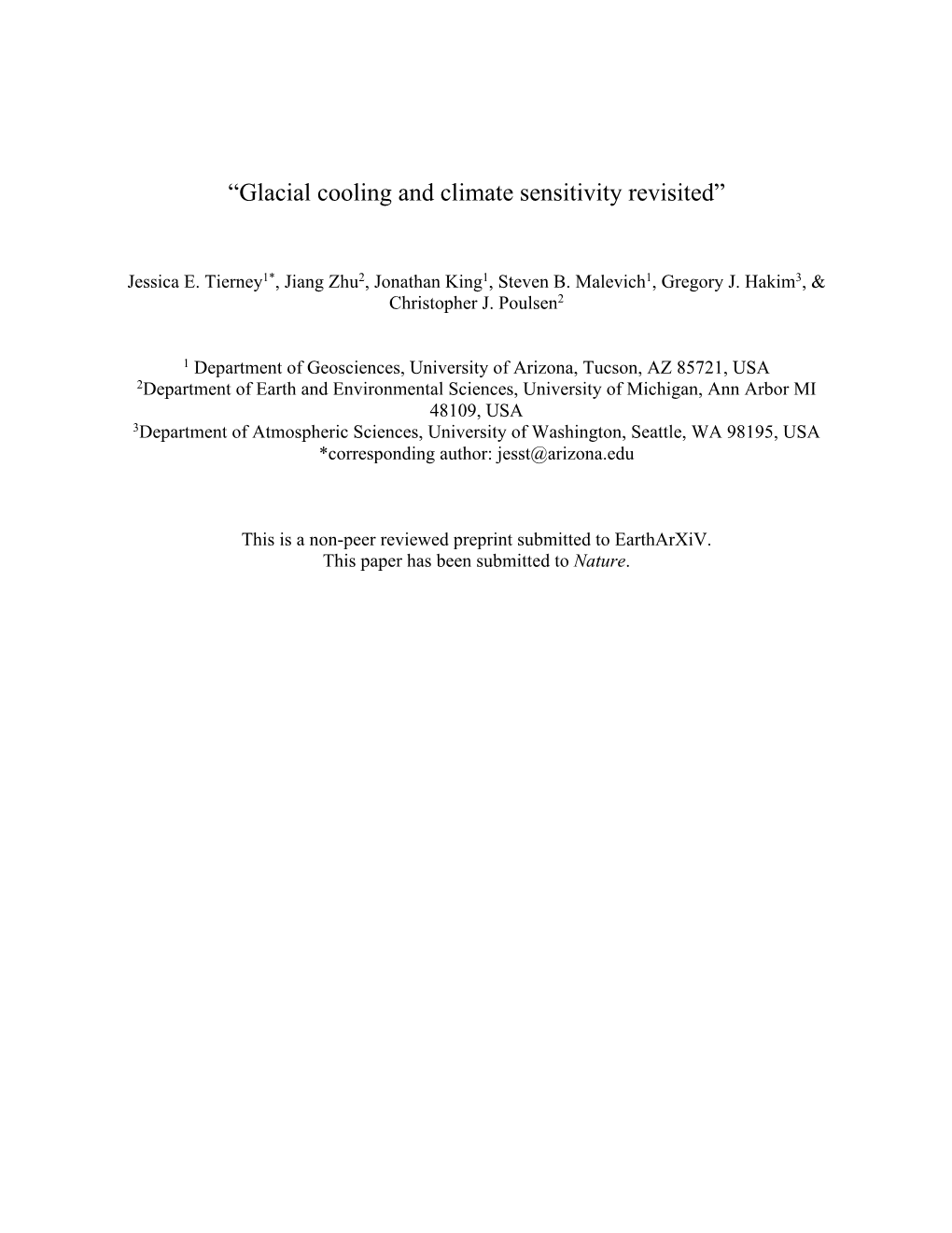 “Glacial Cooling and Climate Sensitivity Revisited”