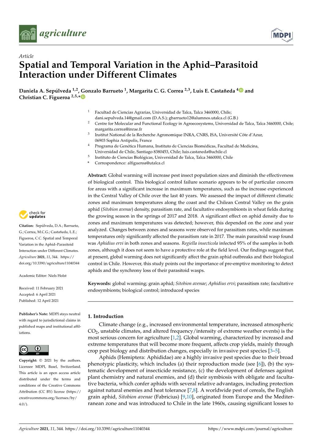 Spatial and Temporal Variation in the Aphid–Parasitoid Interaction Under Different Climates