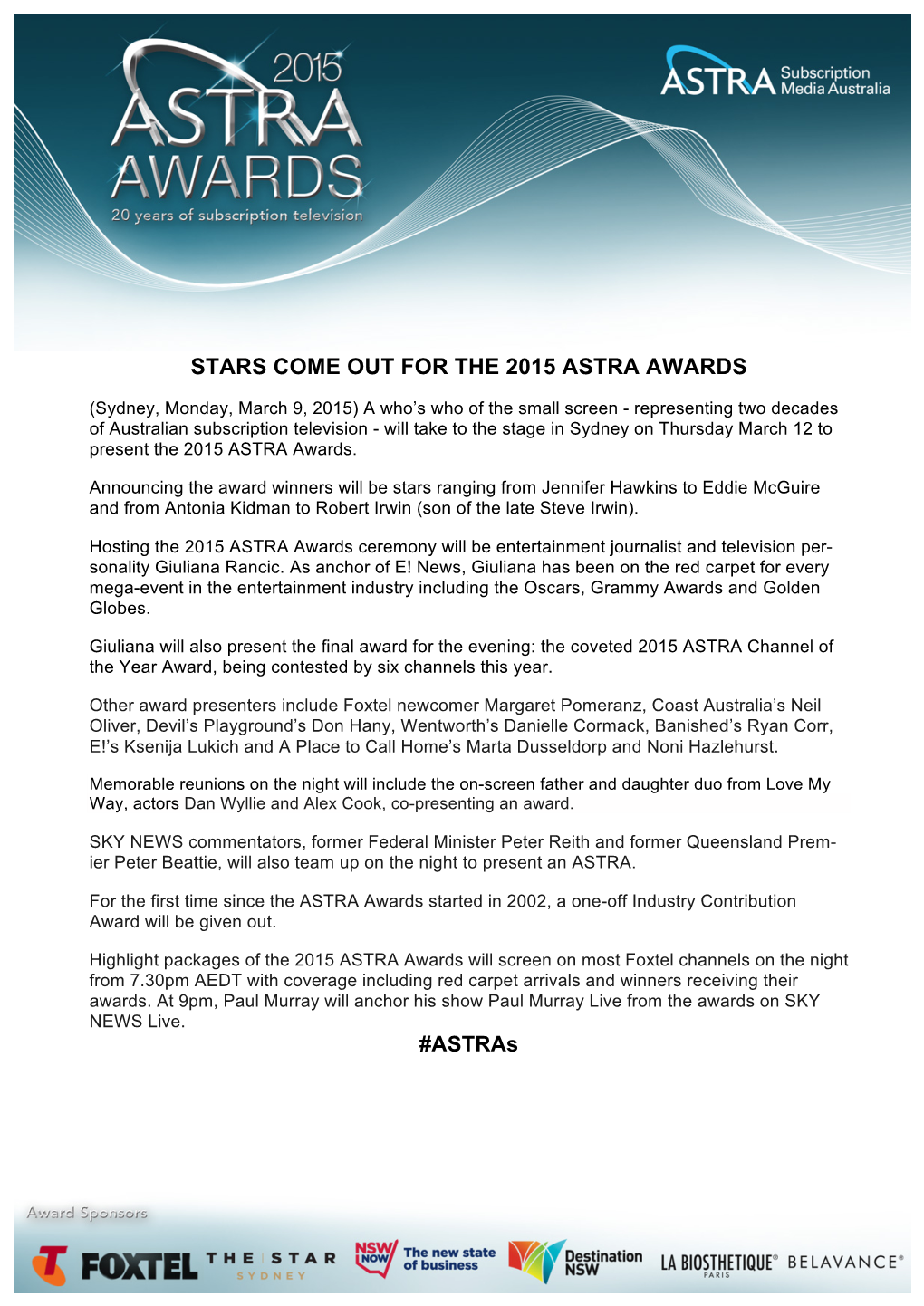 Stars Come out for the 2015 Astra Awards