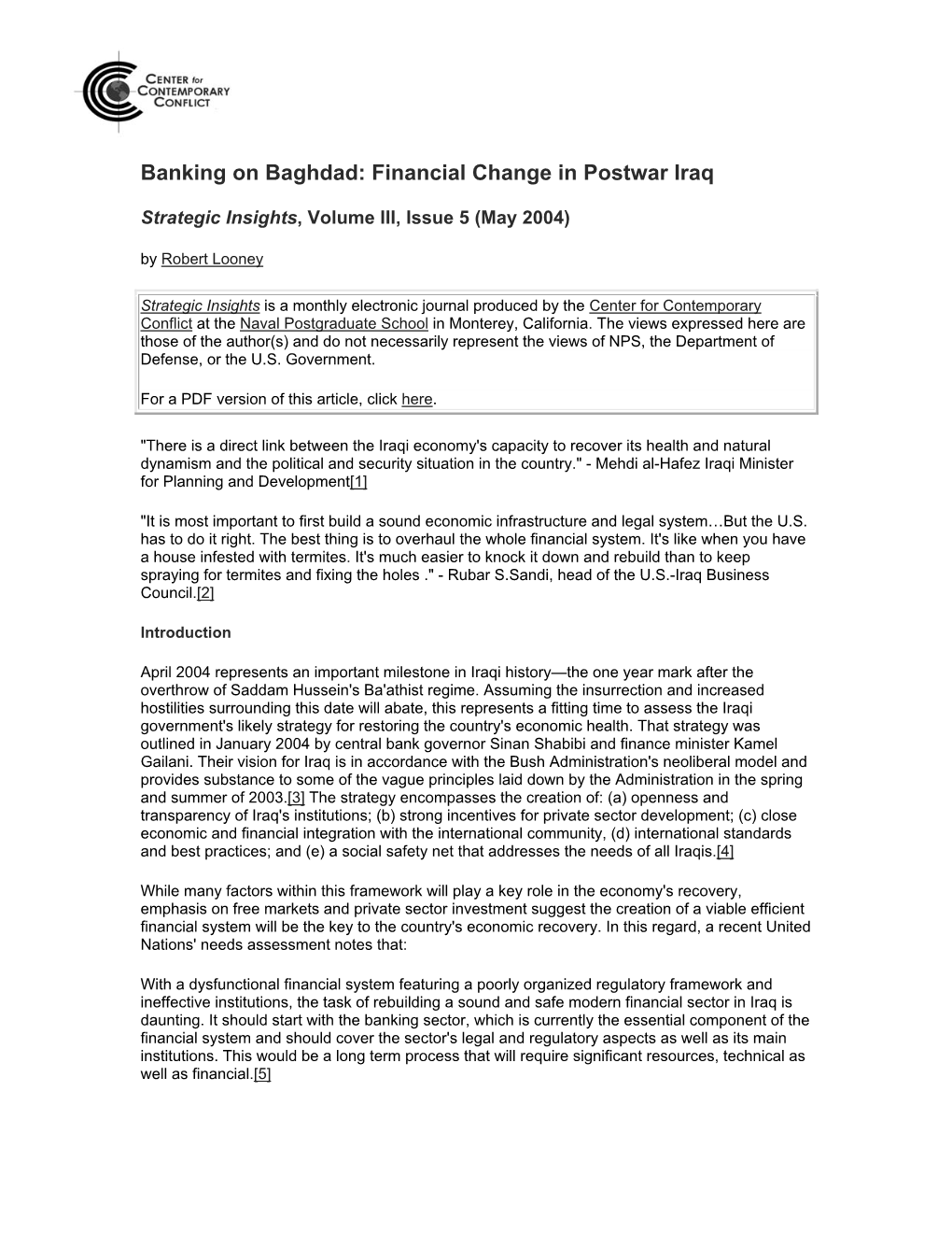 Banking on Baghdad: Financial Change in Postwar Iraq