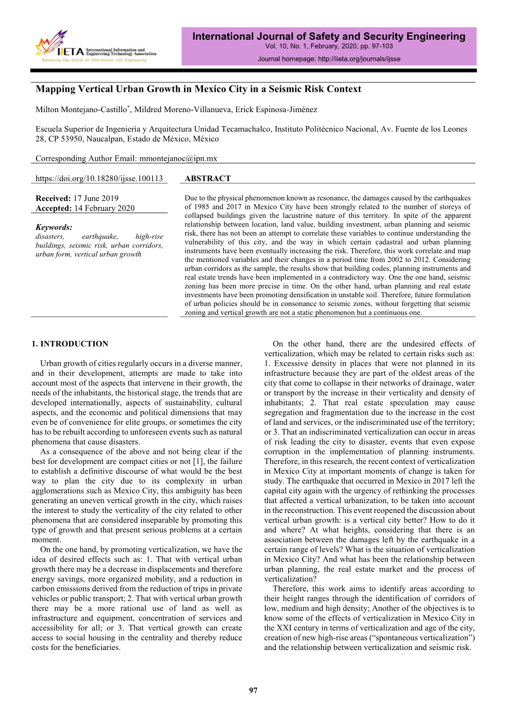 Mapping Vertical Urban Growth in Mexico City in a Seismic Risk Context