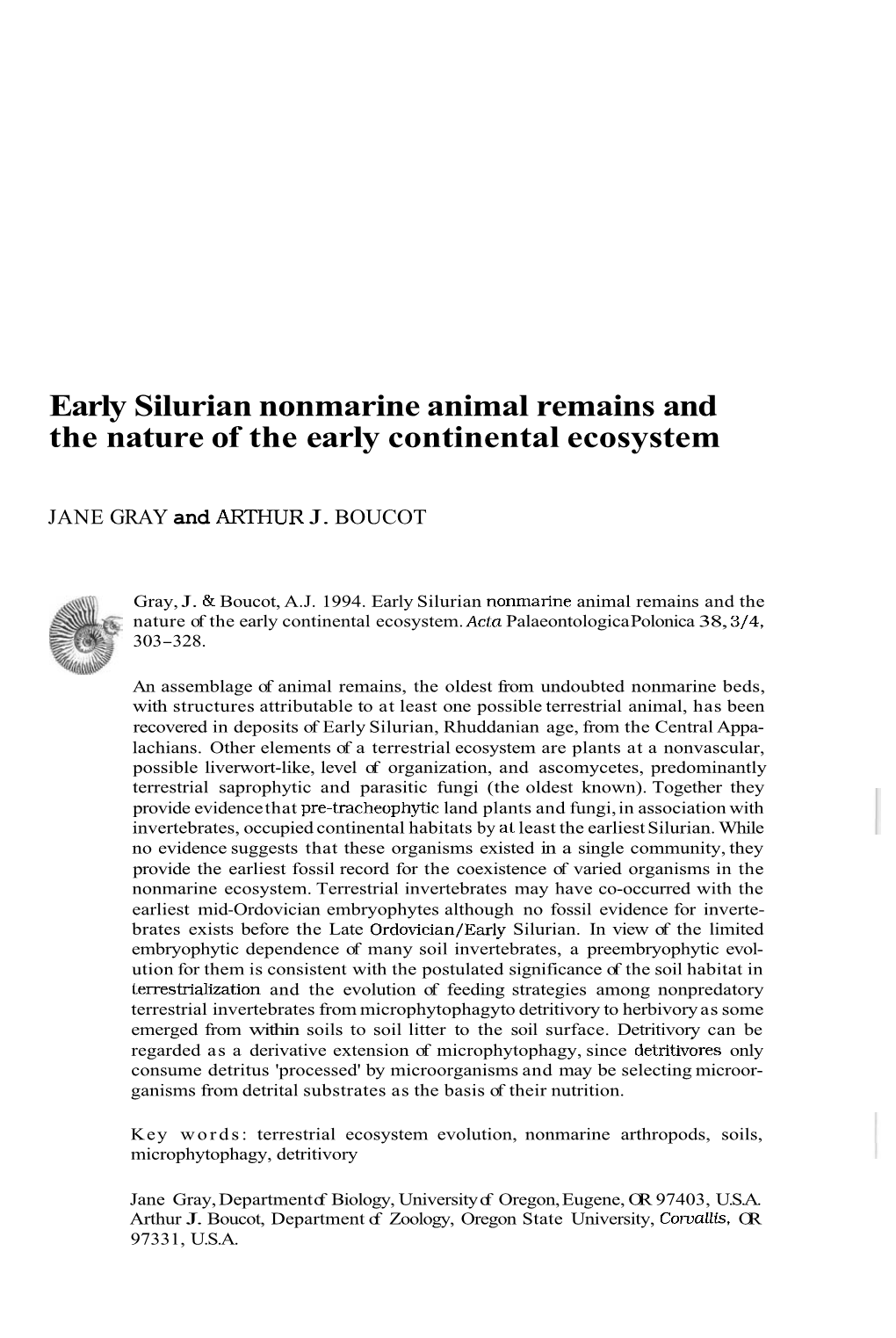 Early Silurian Nonmarine Animal Remains and the Nature of the Early Continental Ecosystem
