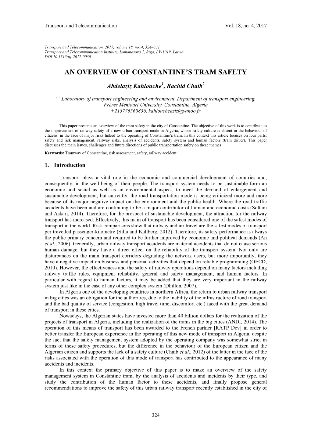 An Overview of Constantine's Tram Safety