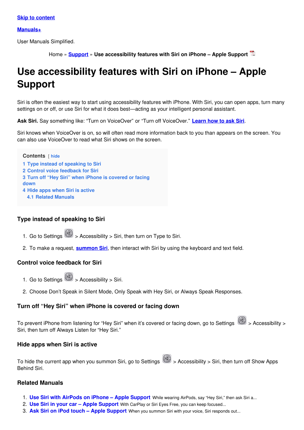 Use Accessibility Features with Siri on Iphone – Apple Support