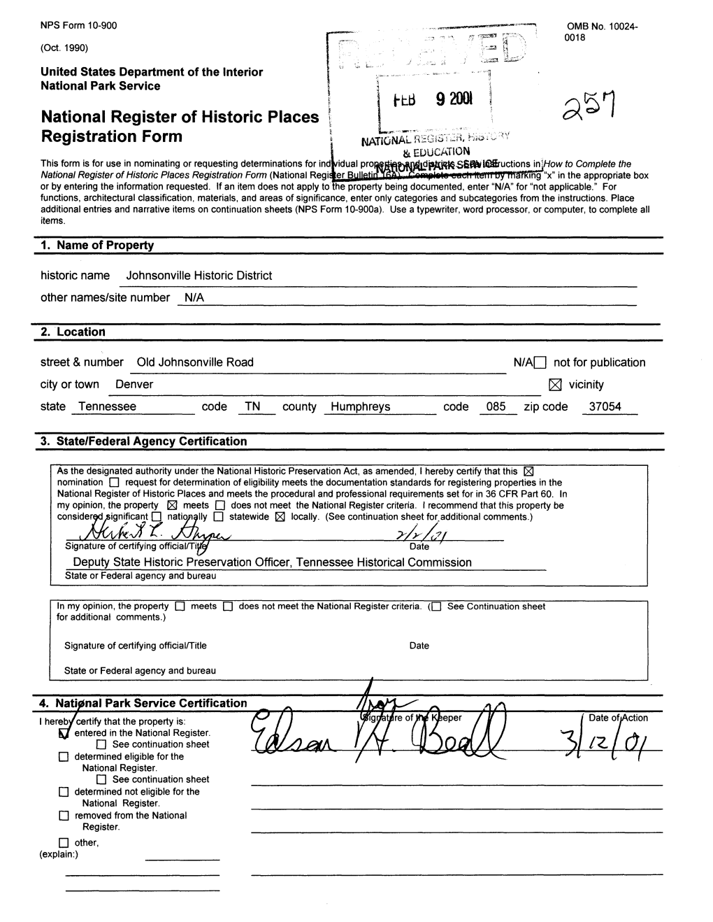 National Register of Historic Places Registration Form Kb 92001