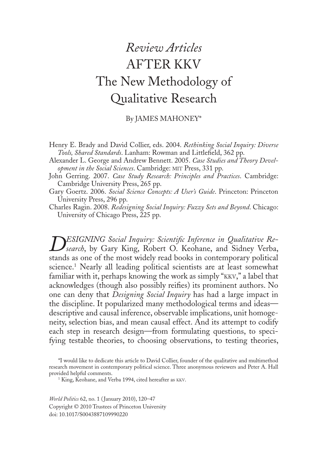 After KKV: the New Methodology of Qualitative Research