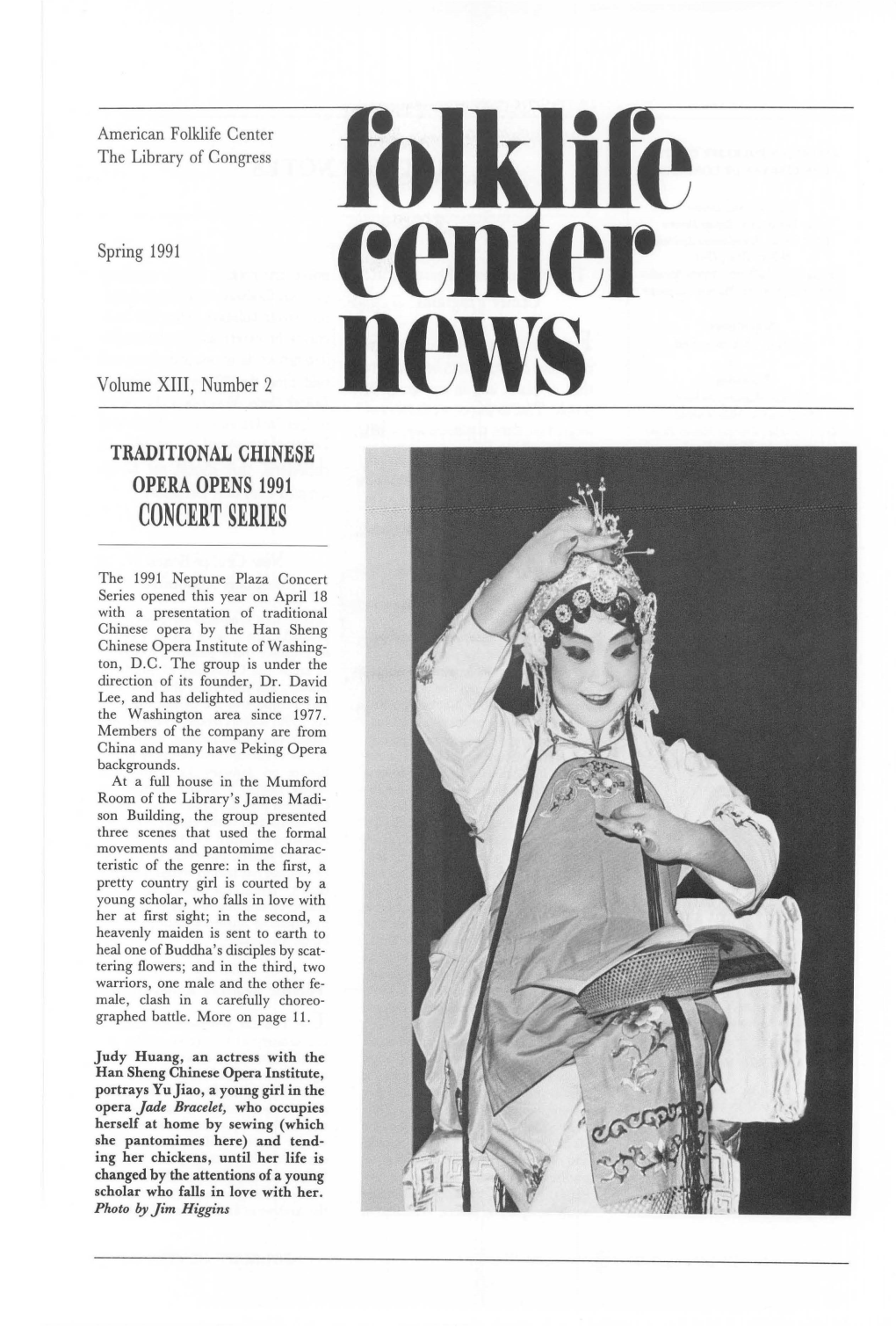 Folklife Center News, Volume XIII Number 2 (Spring 1991)