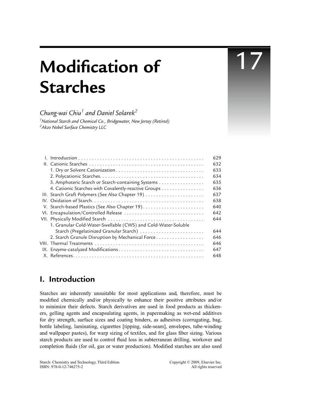 Modification of Starches