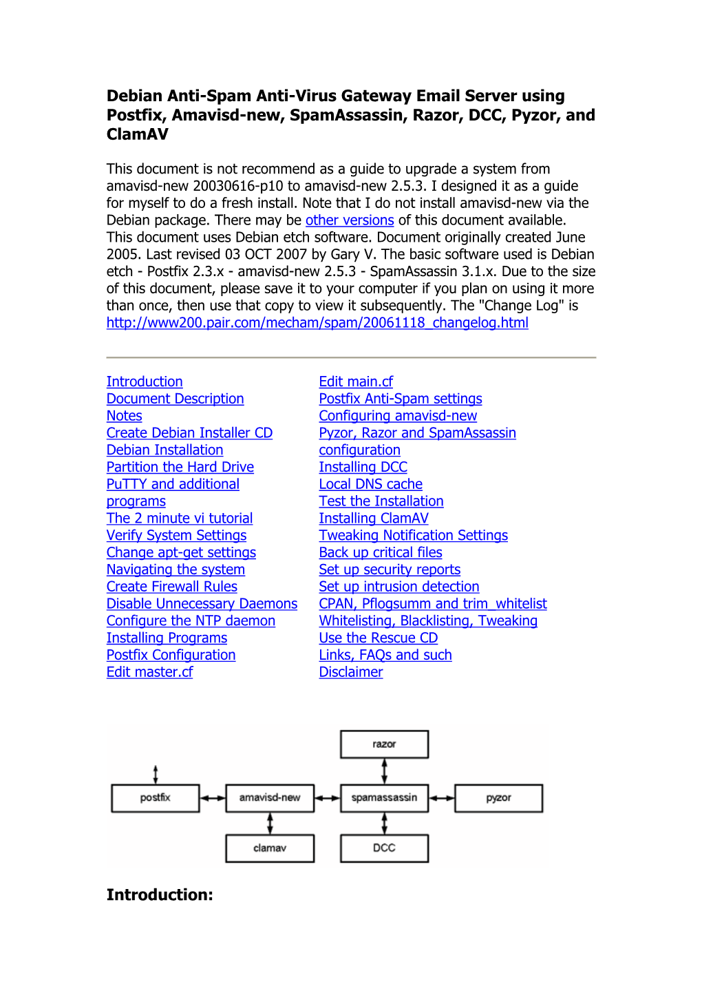 Debian Anti-Spam Anti-Virus Gateway Email Server Using Postfix, Amavisd-New, Spamassassin, Razor, DCC, Pyzor, and Clamav