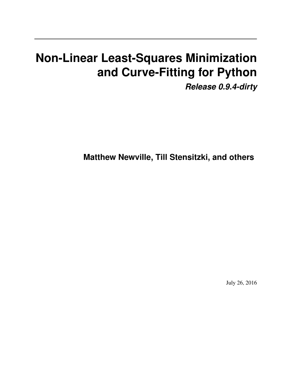 Non-Linear Least-Squares Minimization and Curve-Fitting for Python Release 0.9.4-Dirty