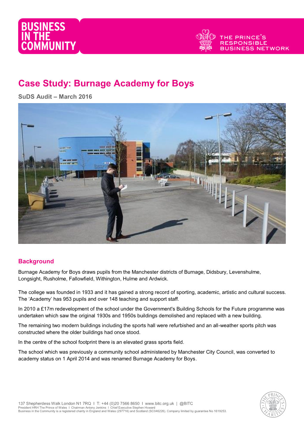 Burnage Academy for Boys Suds Audit – March 2016