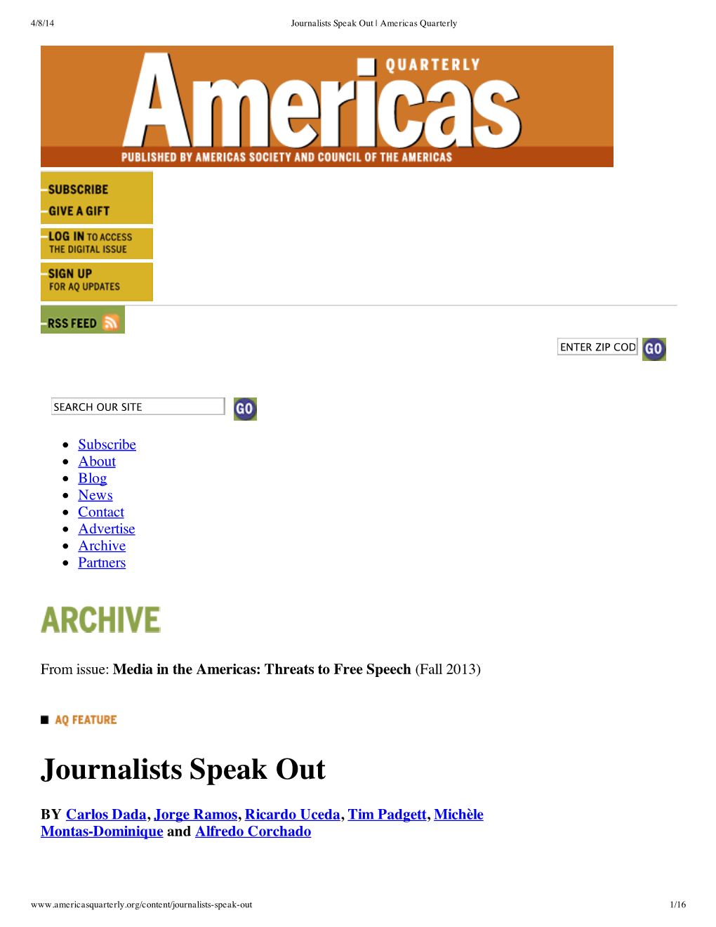 Journalists Speak out | Americas Quarterly