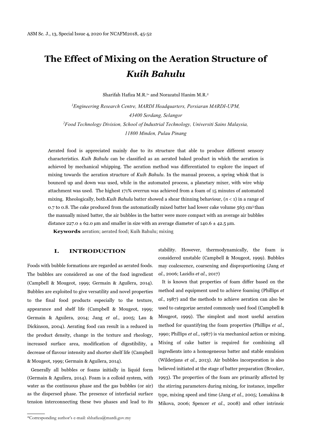 The Effect of Mixing on the Aeration Structure of Kuih Bahulu