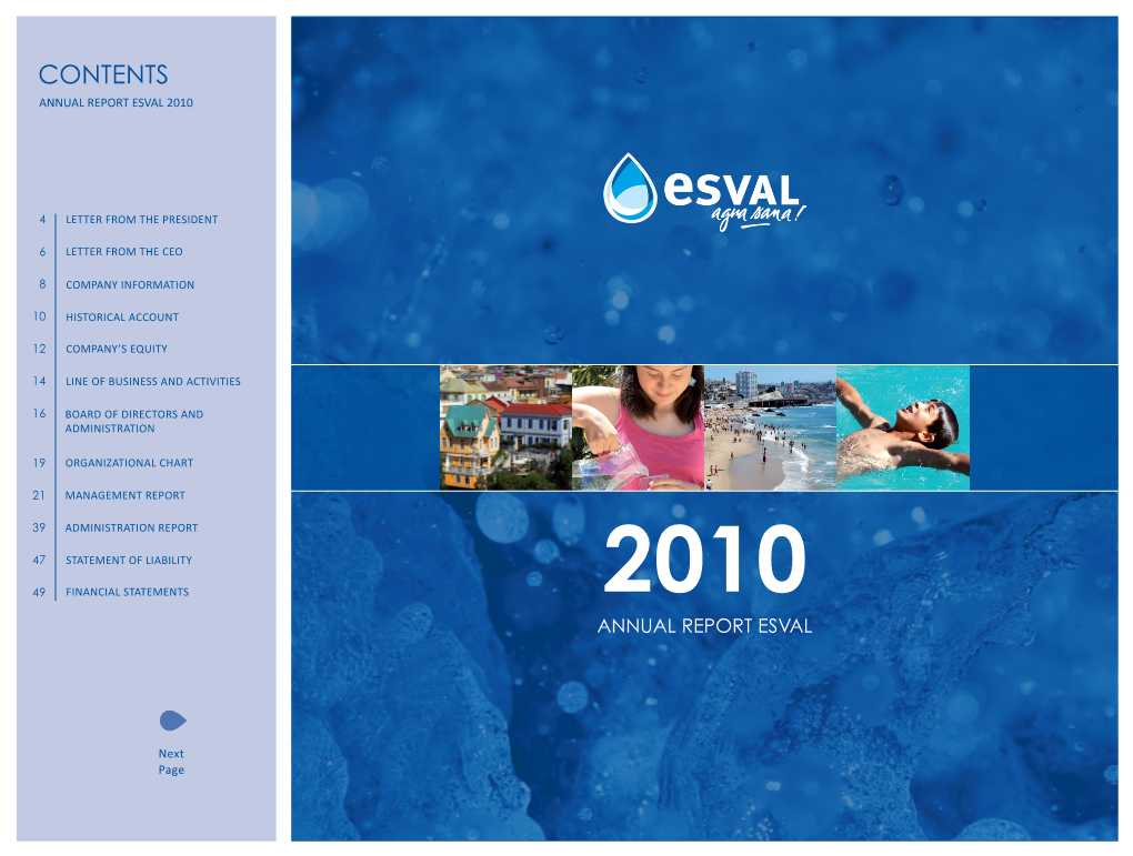 Contents Annual Report Esval 2010