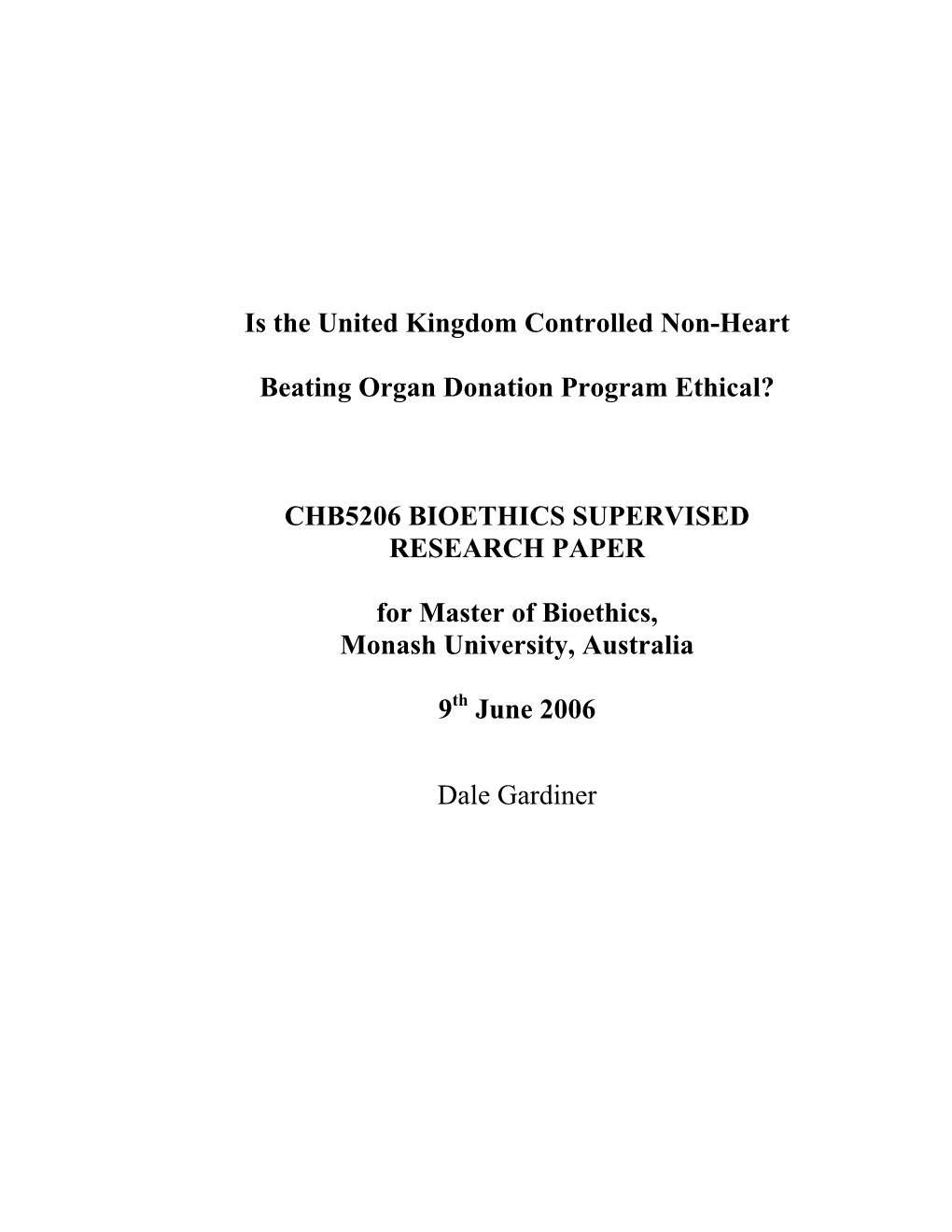 Is the United Kingdom Controlled Non-Heart Beating