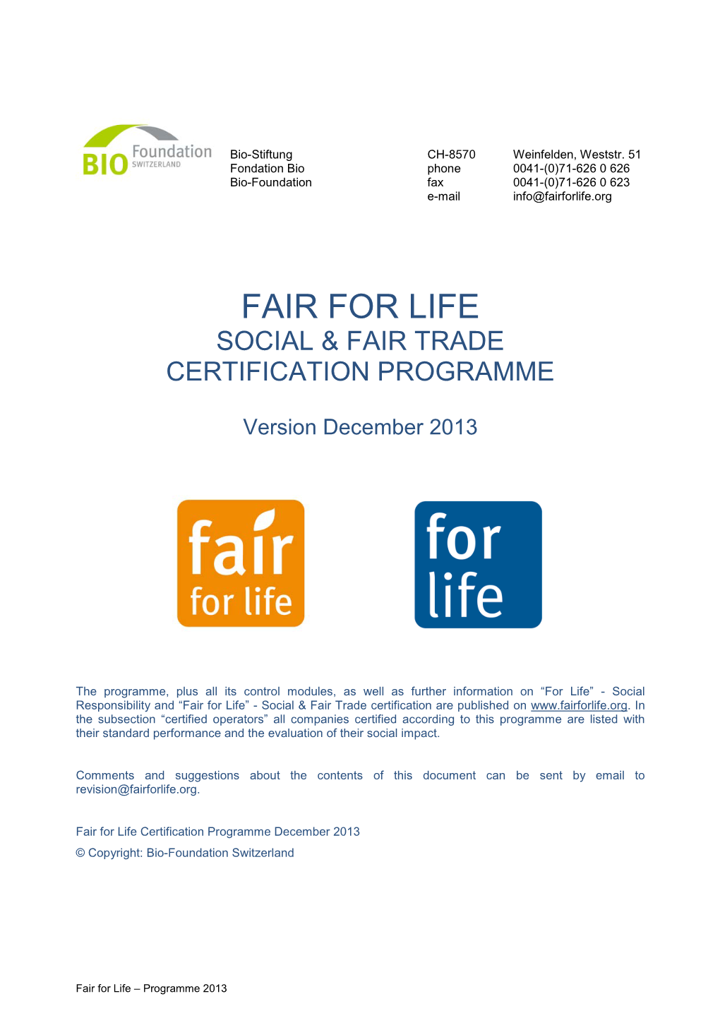 Social & Fair Trade Certification