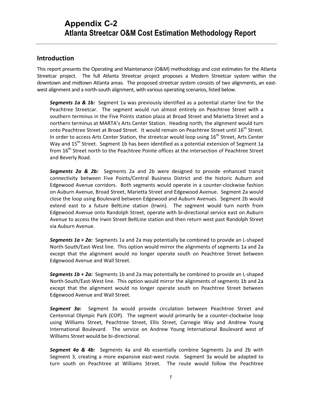 Appendix C-2 Atlanta Streetcar O&M Cost Estimation Methodology Report