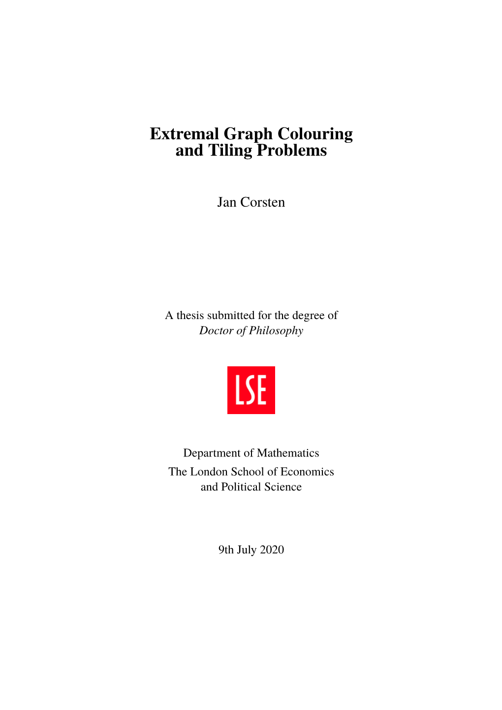 Extremal Graph Colouring and Tiling Problems