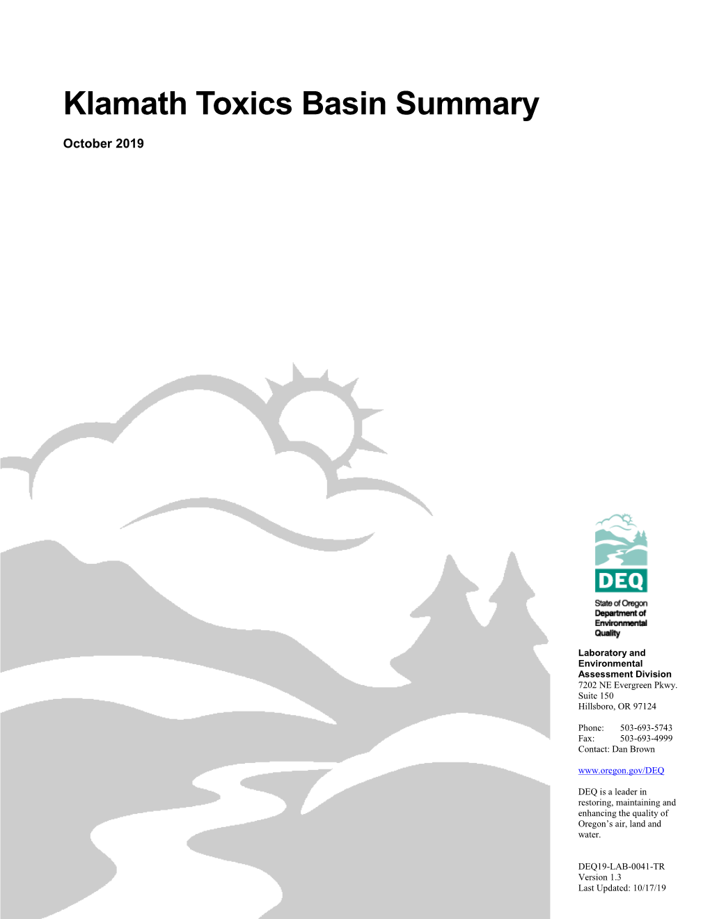 Klamath Toxics Basin Summary