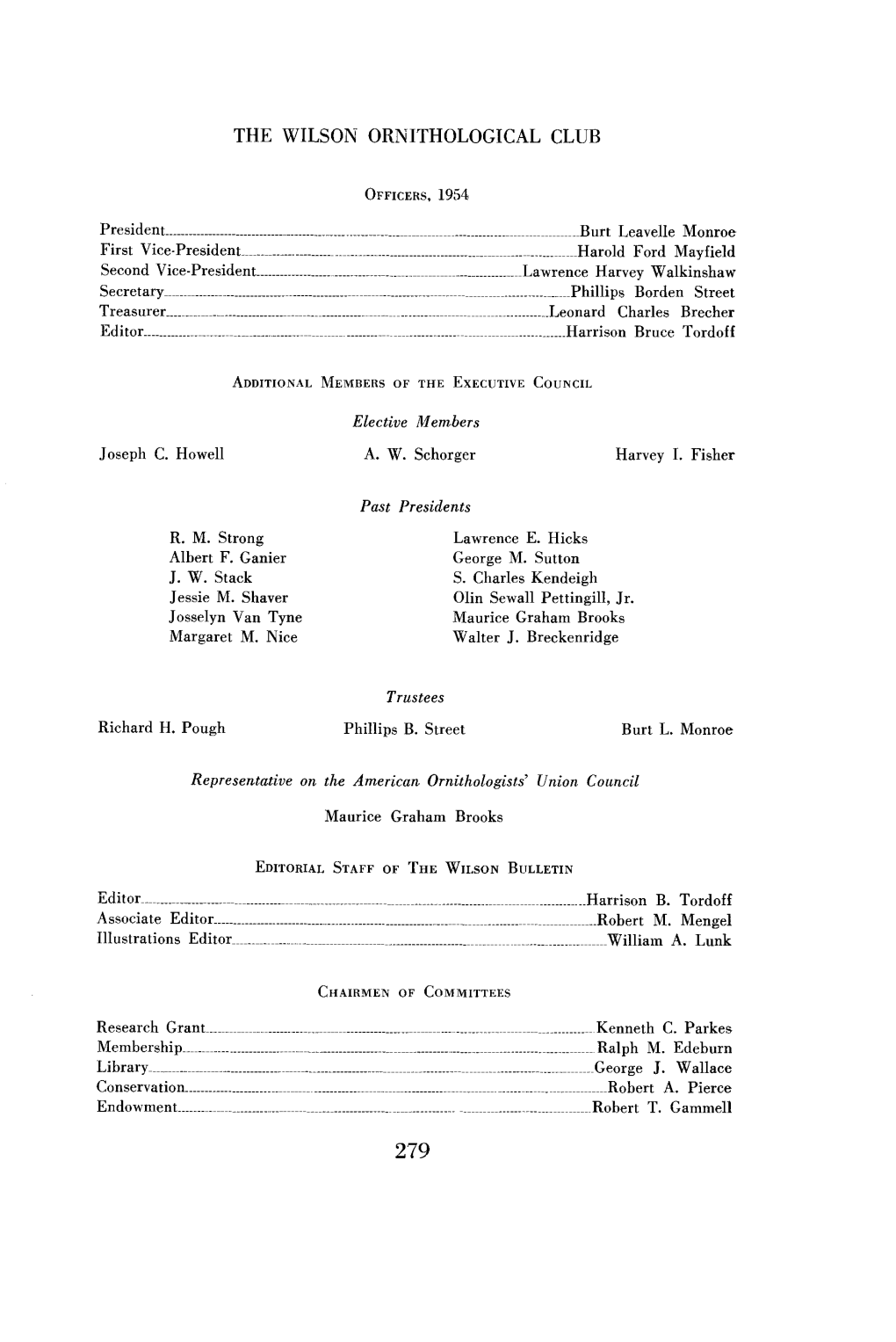 The Wilson Ornithological Club Roll