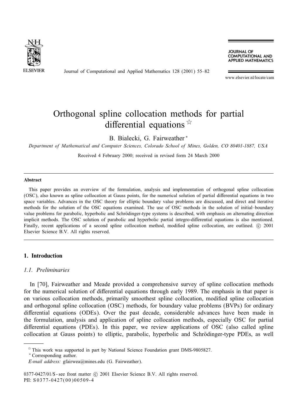 Orthogonal Spline Collocation Methods for Partial Differential Equations