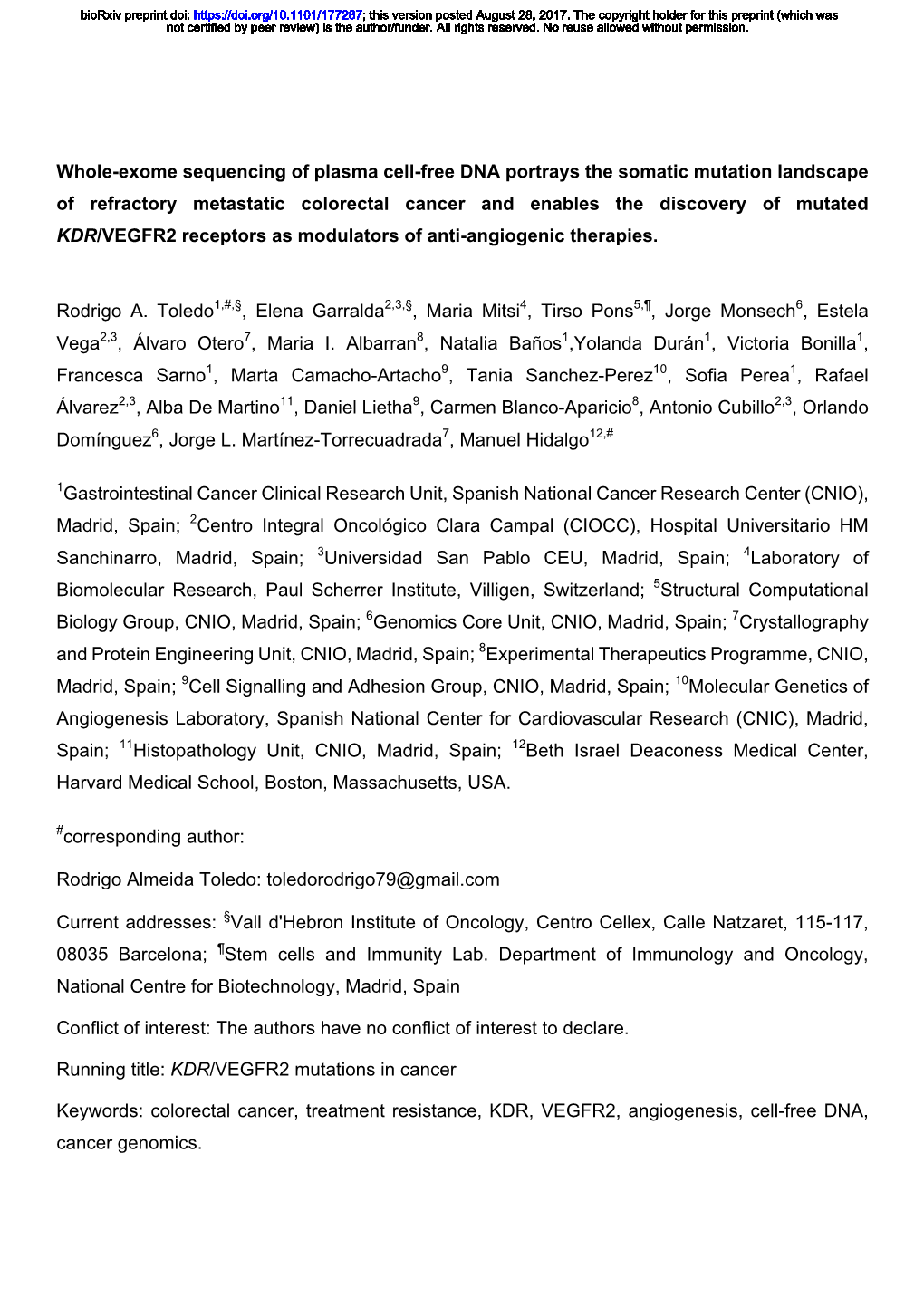 Whole-Exome Sequencing of Plasma Cell-Free DNA Portrays the Somatic