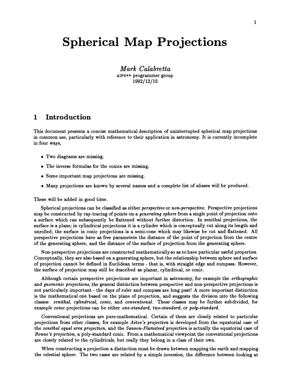 Spherical Map Projections