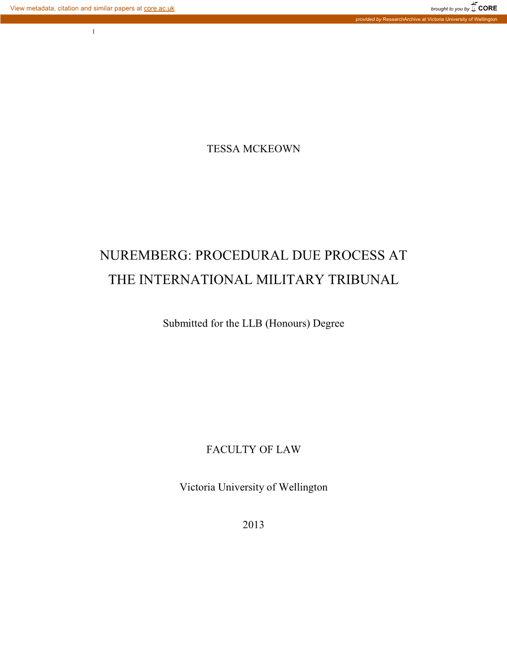 Nuremberg: Procedural Due Process at the International Military Tribunal