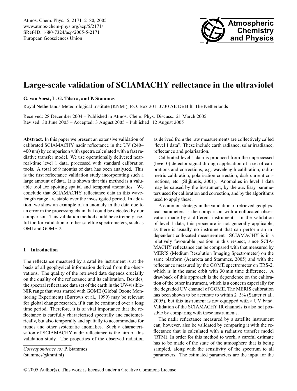 Large-Scale Validation of SCIAMACHY Reflectance in the Ultraviolet