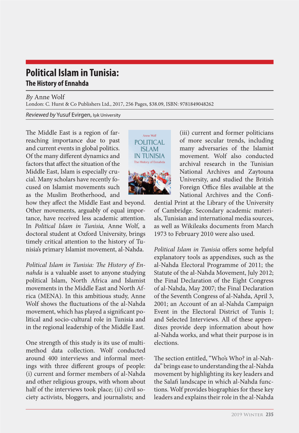 Political Islam in Tunisia: the History of Ennahda