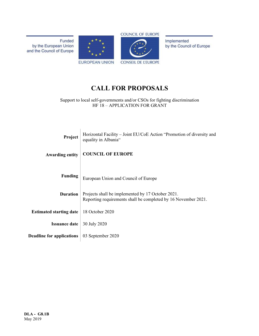 G8.1A ENG Call for Proposals