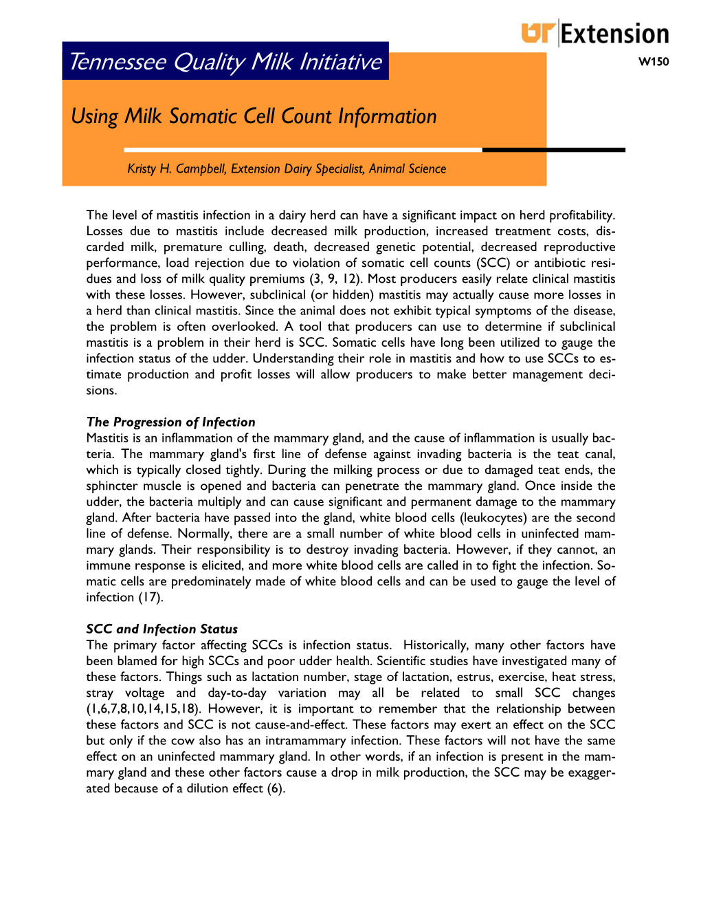 Using Milk Somatic Cell Count Information